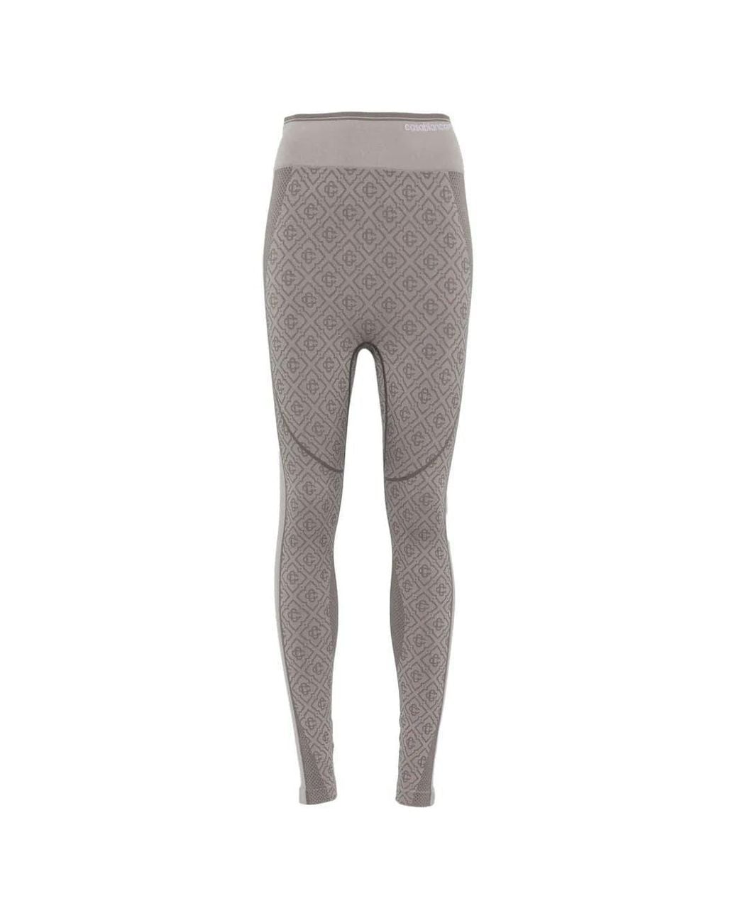 Casablanca Gray Monogram-Pattern Leggings