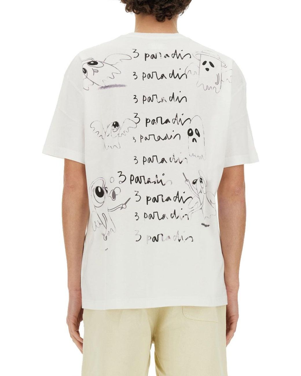 3.PARADIS White X Edgar Plans T Shirt for men