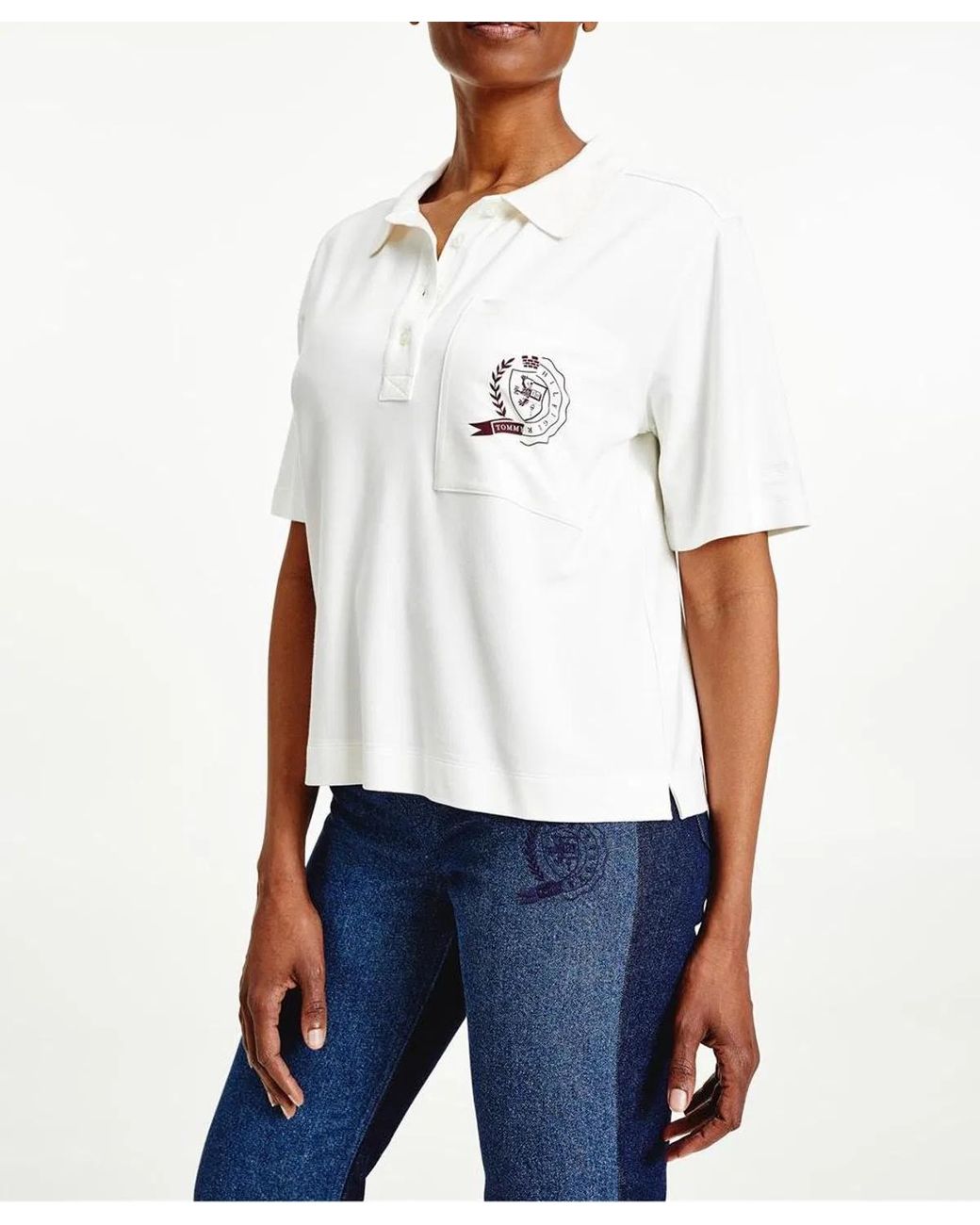 Tommy Hilfiger White Tommy Icons Logo Polo Shirt
