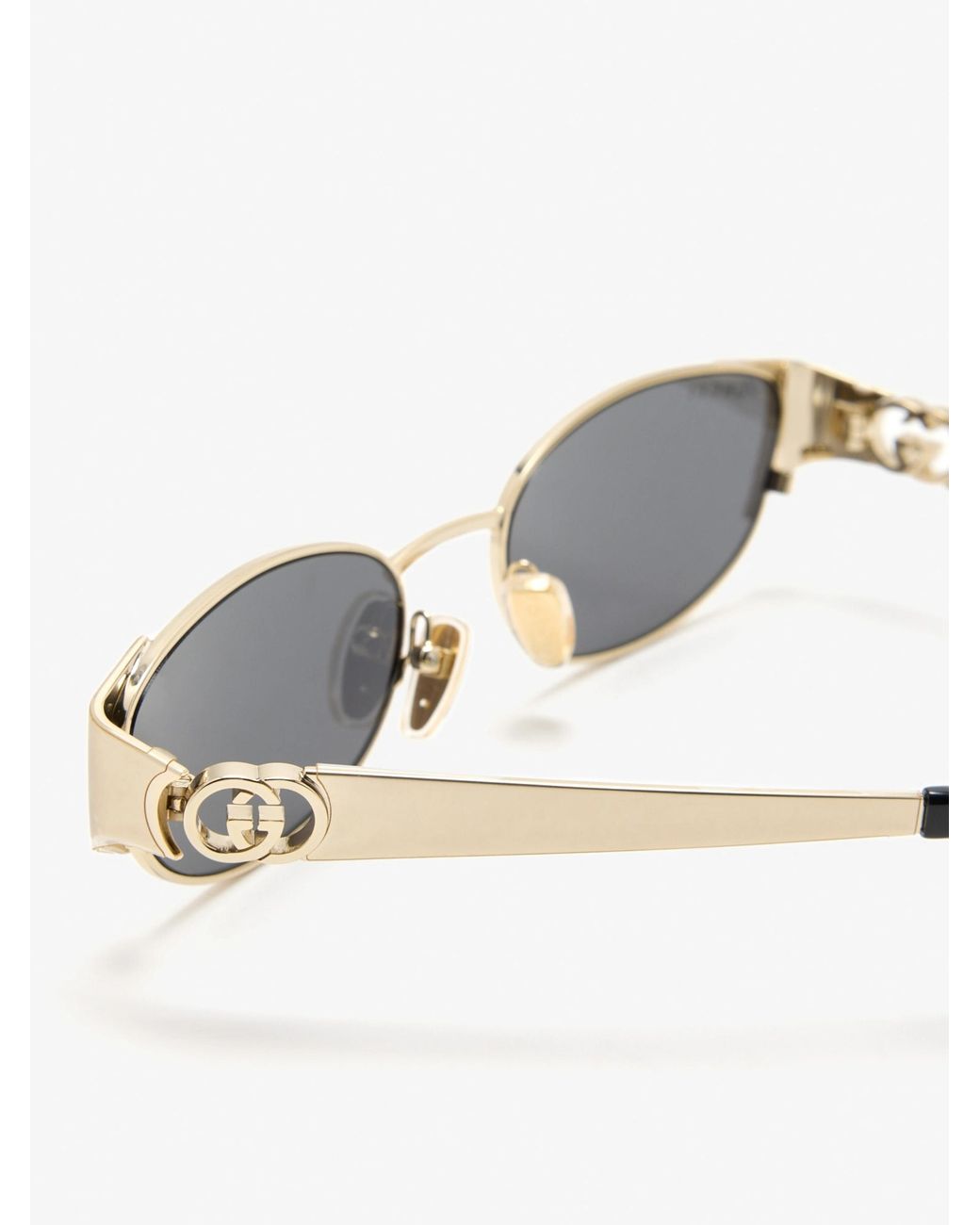 Gucci Metallic Oval-Frame Sunglasses