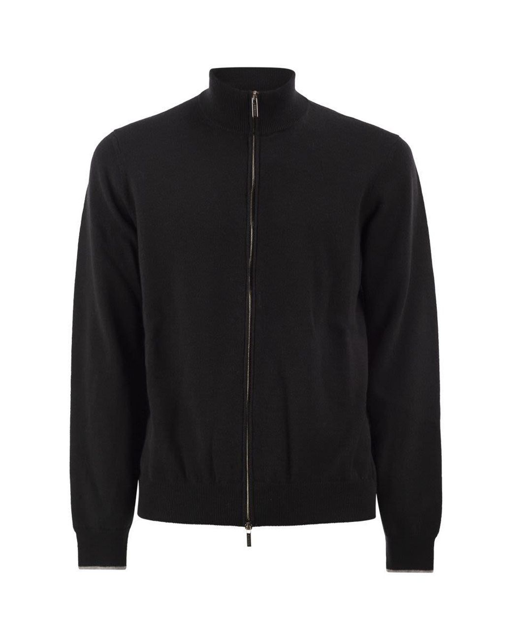 Peserico Black Virgin Wool And Cashmere Zip Cardigan