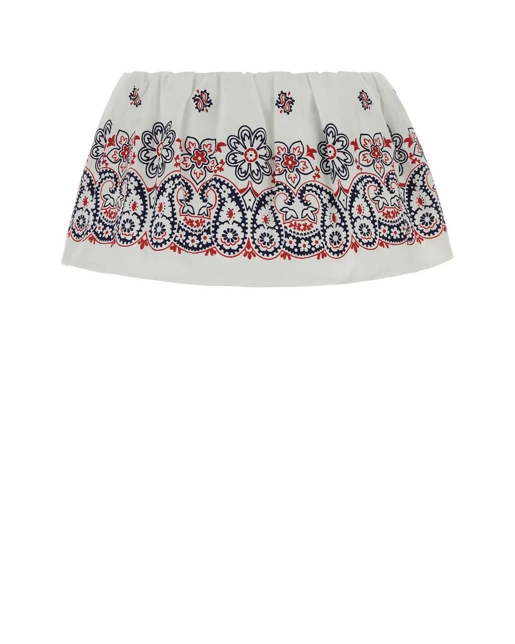 Miu Miu White Printed Cotton Blend Mini Skirt