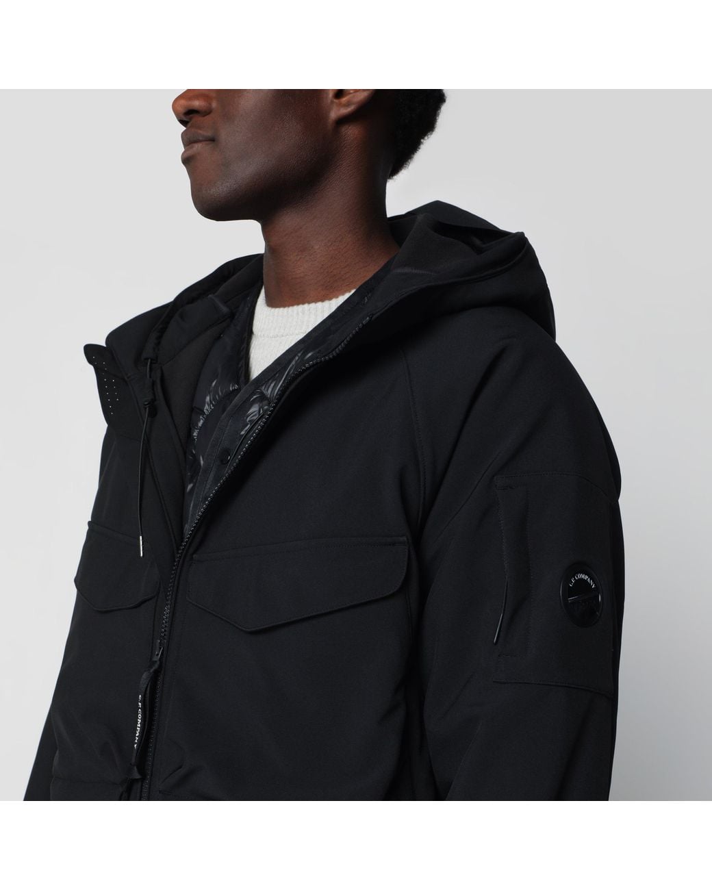 C P Company Black Padded Zip-Up Jacket for men