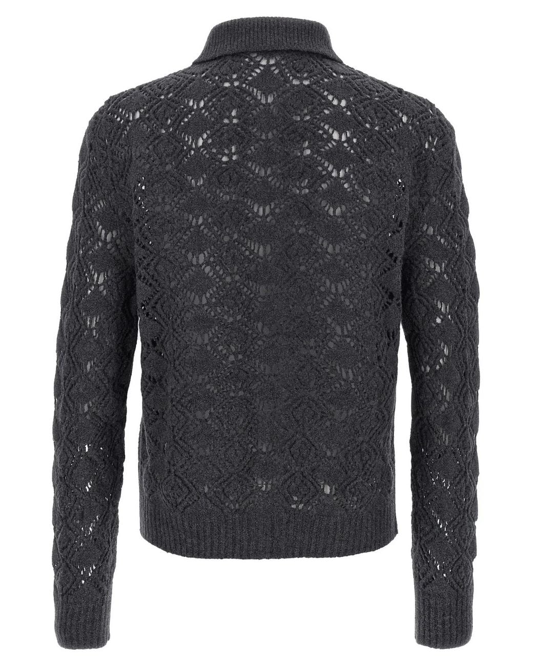 Jil Sander Black Openwork Wool Cardigan for men