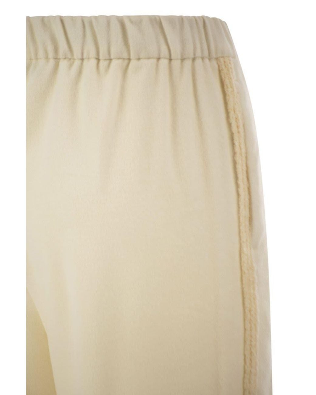 Herno Natural Wide-Leg Flannel-Effect Trousers With Elasticated Waistband