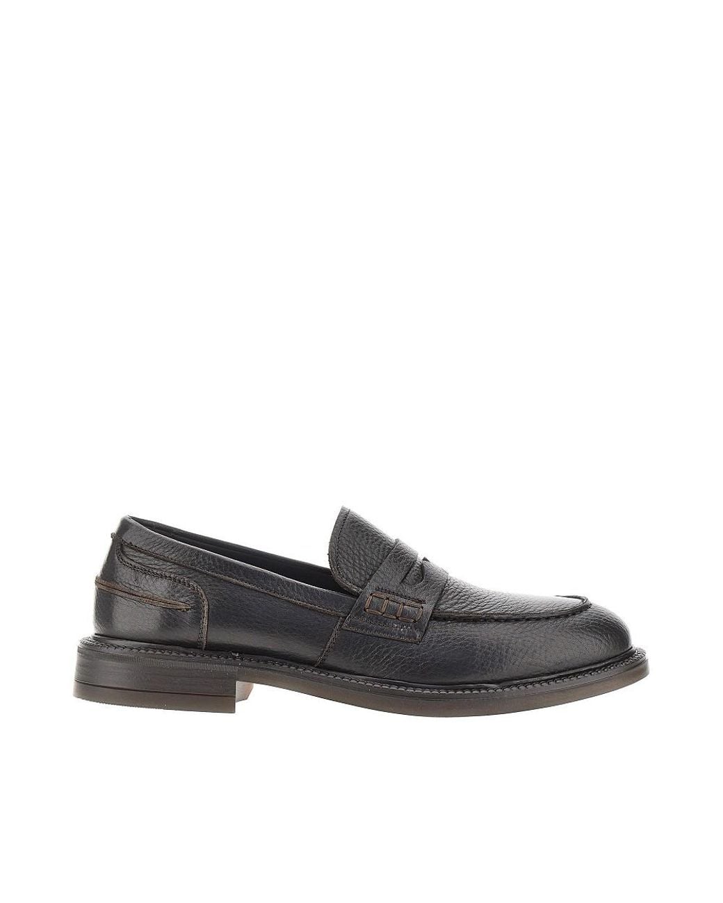 JUAN LACARCEL BY CALCE Black Grained Leather Loafers for men