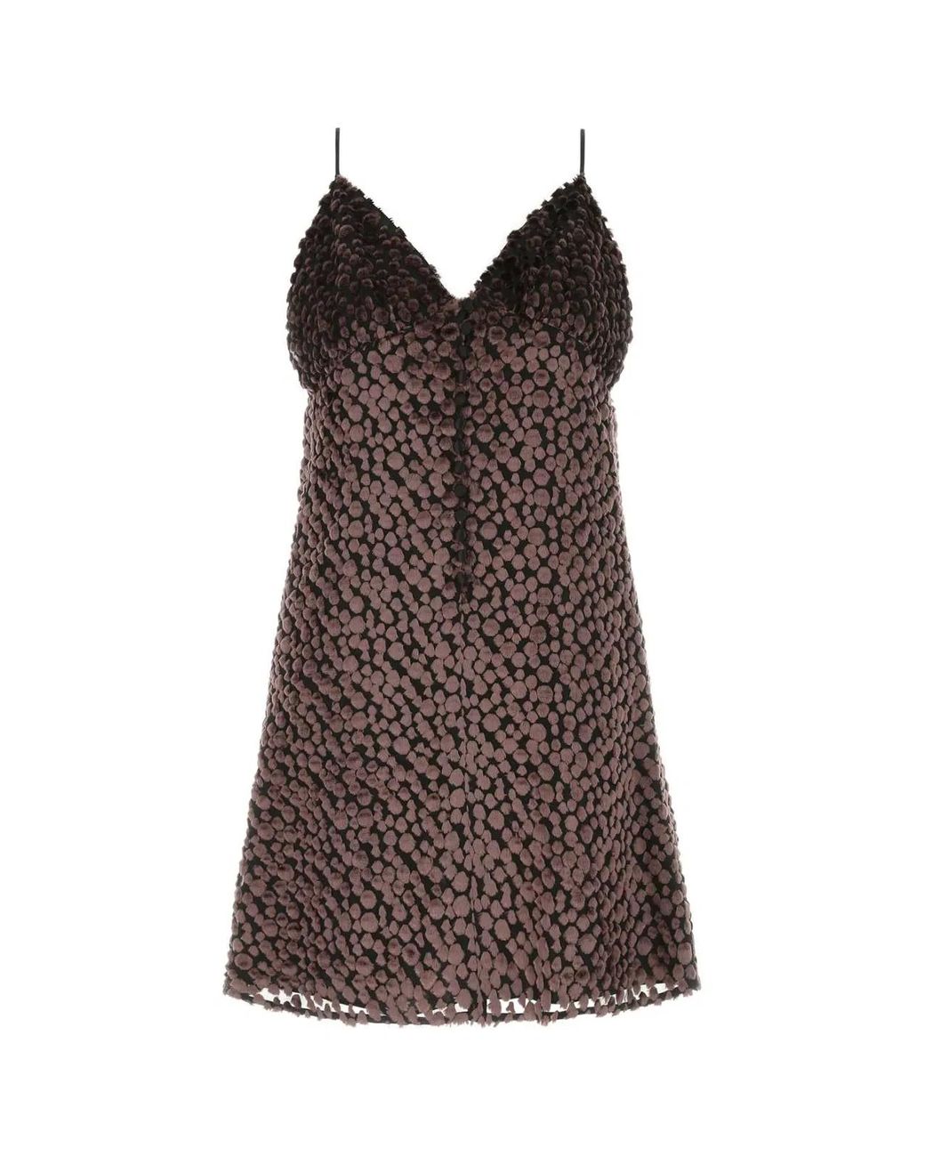 Saint Laurent Brown Two-Tone Velvet Mini Dress