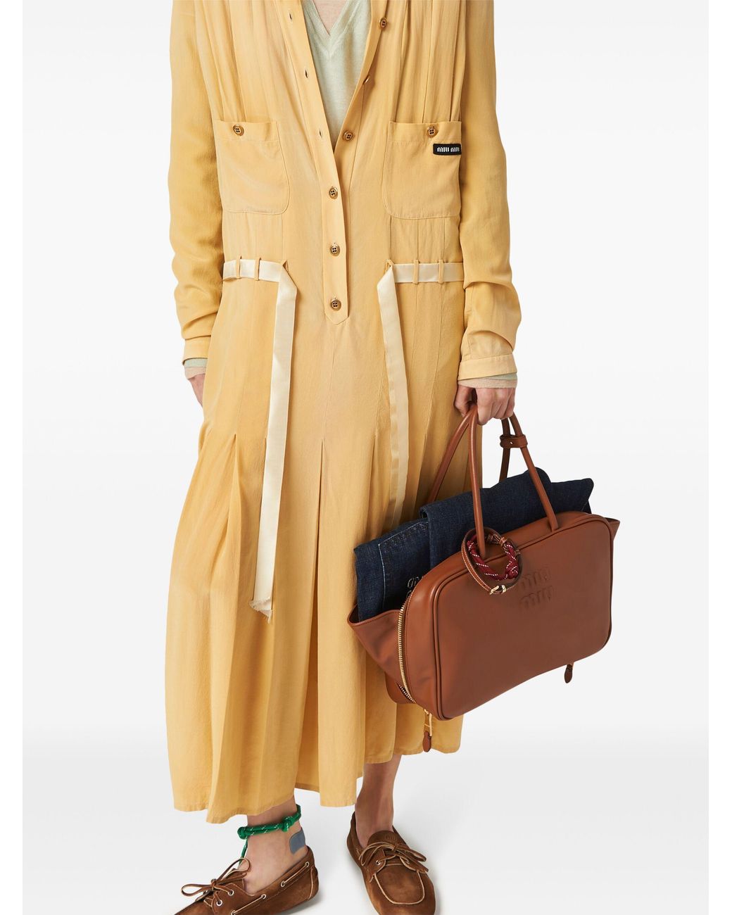 Miu Miu Brown Large Beau Leather Tote Bag