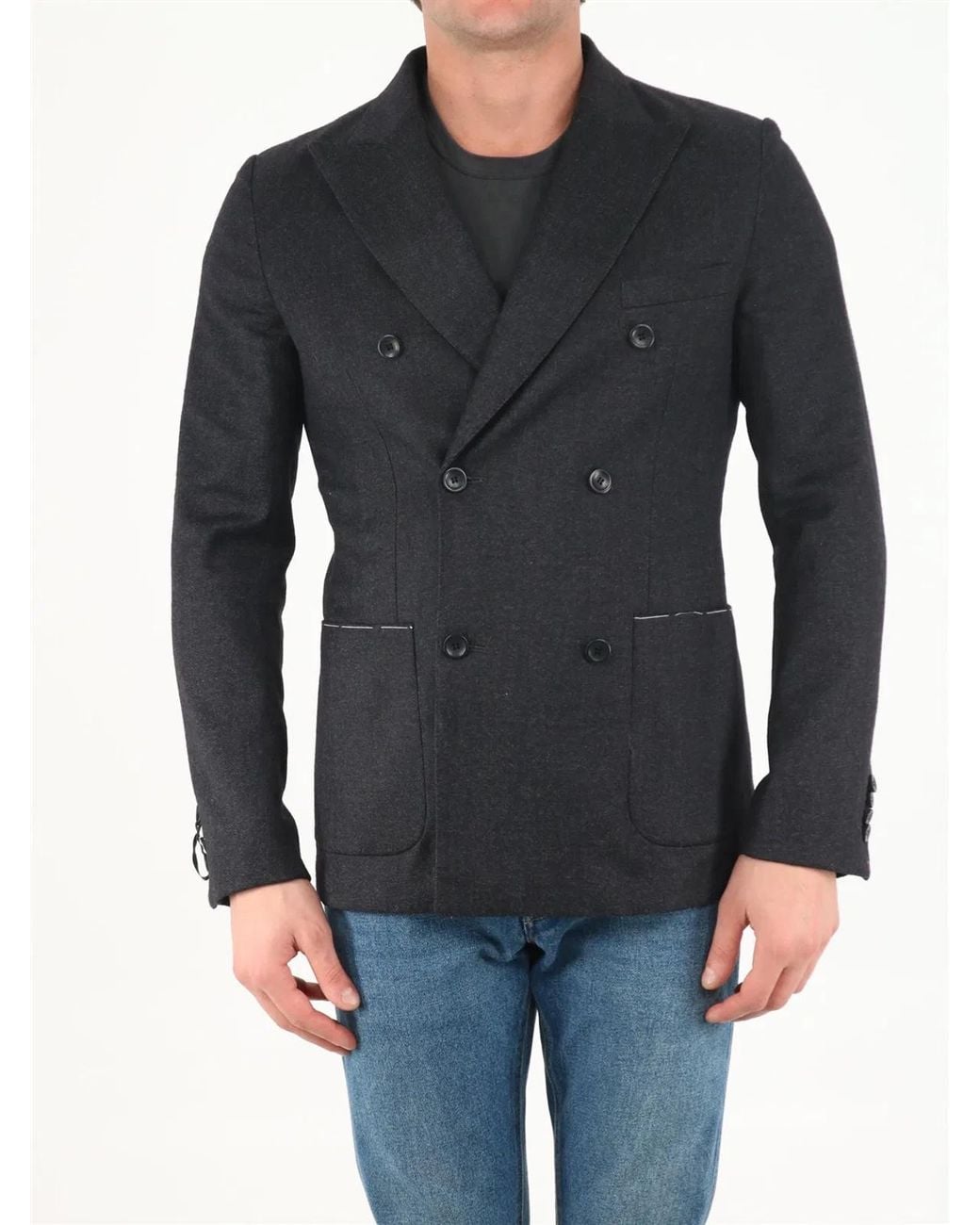 Tonello Black Double-Breasted Jacket for men