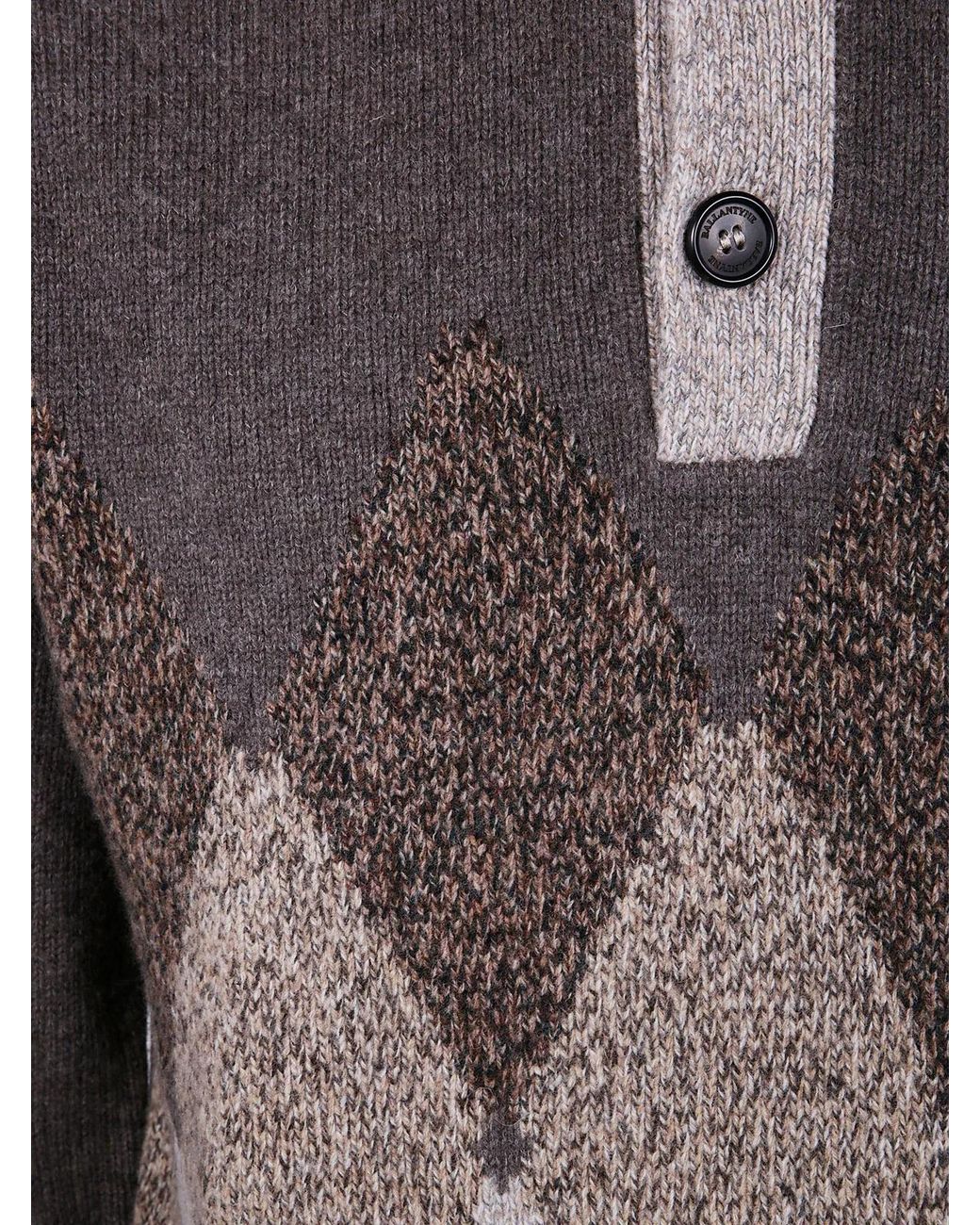 Ballantyne Brown T Neck Pullover Button for men