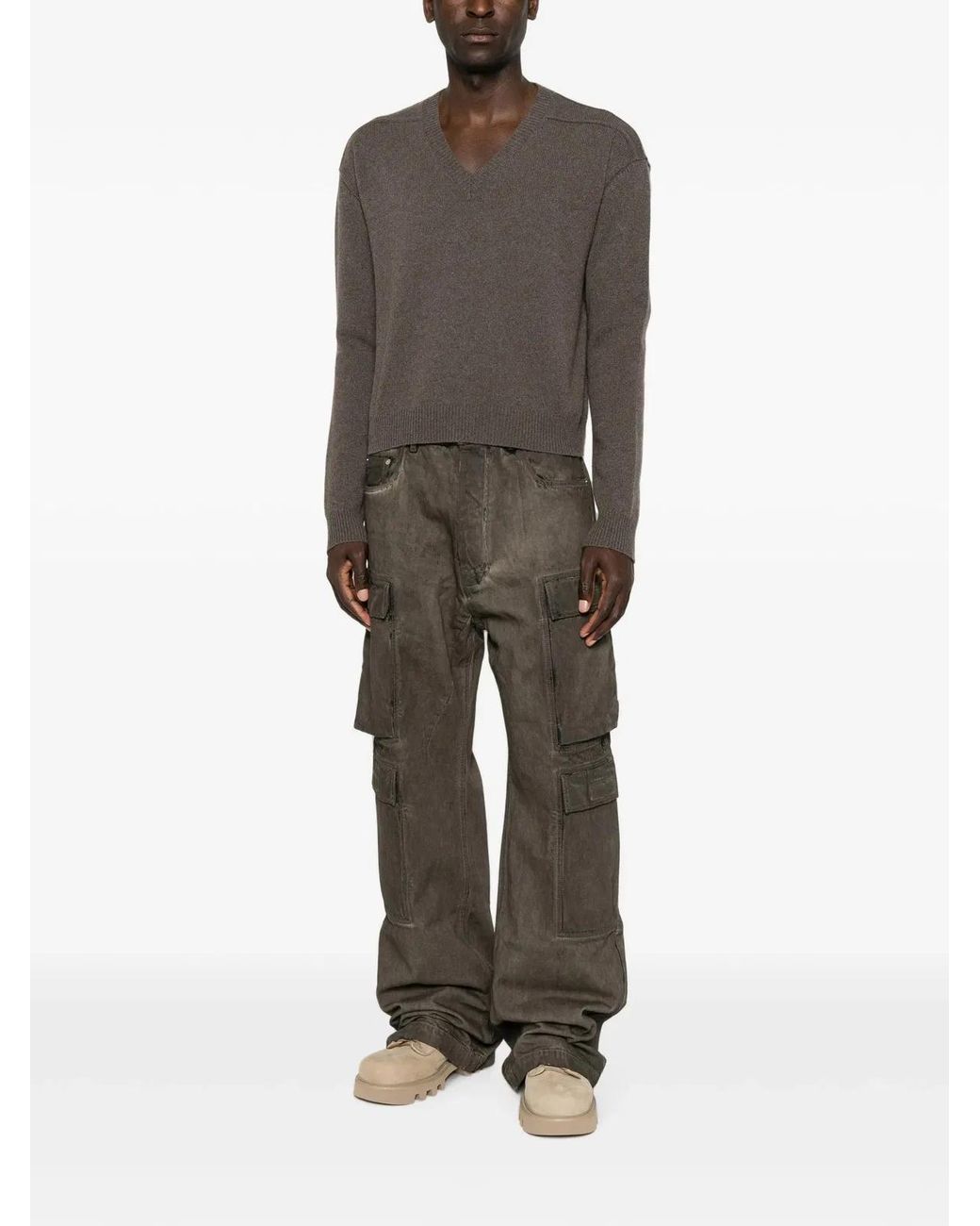 Rick Owens Brown Tommy V Neck for men