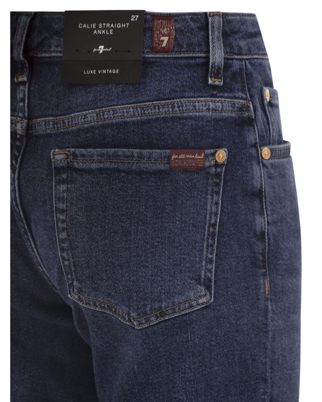 7 For All Mankind Blue Calie Straight Ankle Jeans
