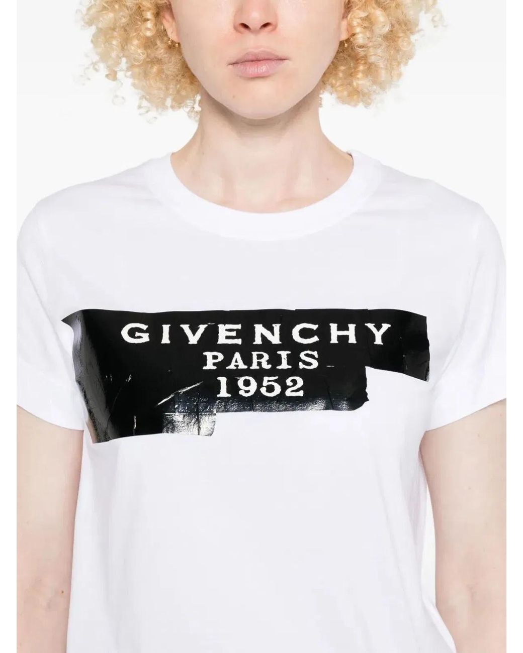Givenchy Black Cotton T-Shirt With Tape Print