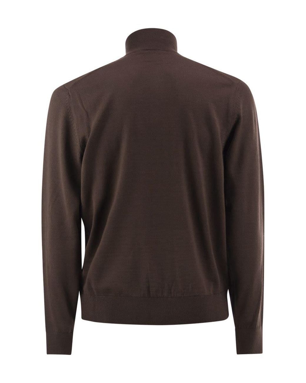 Boss Brown Pure Virgin Wool Zip-Up Cardigan for men