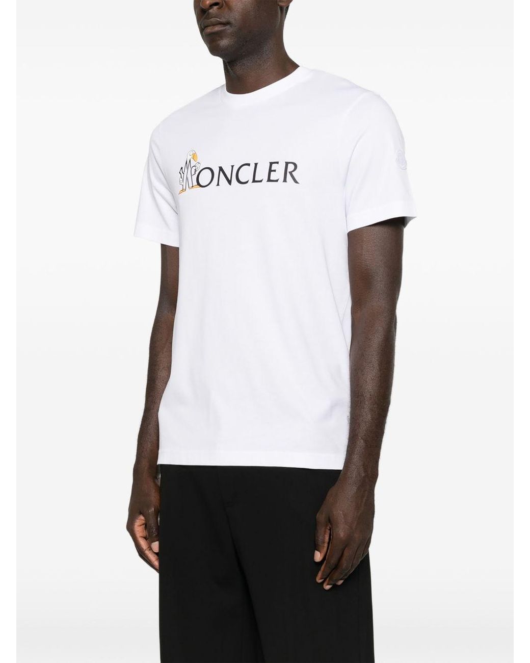 Moncler White Mon Duck Printed T-Shirt for men