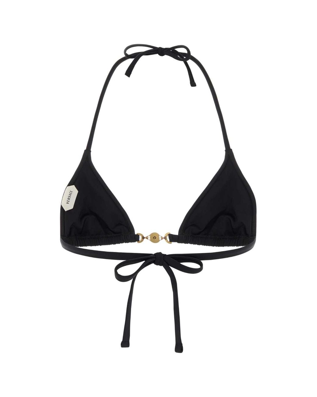 Versace Black Stretch Nylon Bikini Top