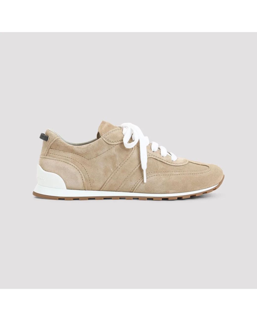Brunello Cucinelli White Suede Runner Sneakers
