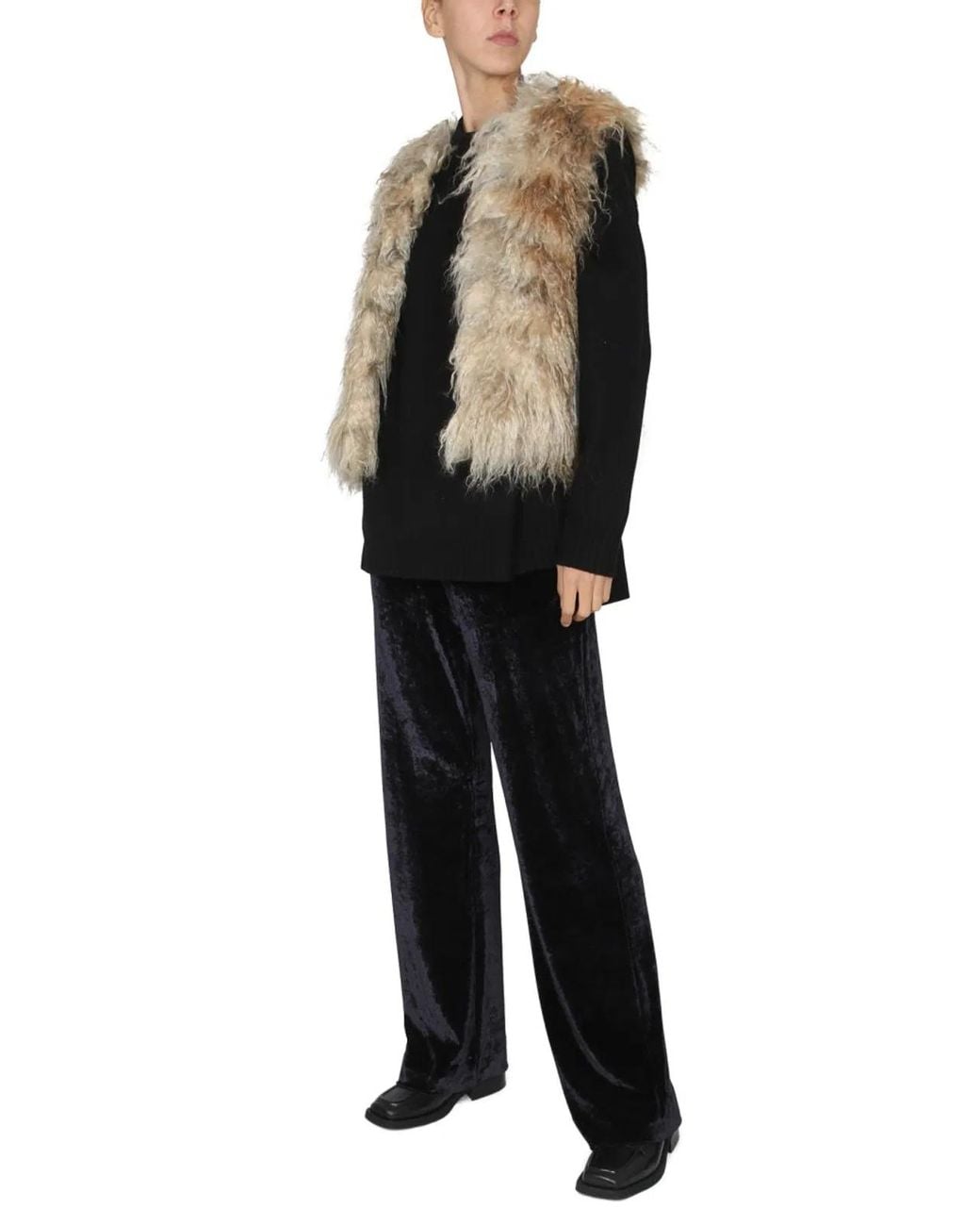 BECAGLI SINCE 1994 Black Mohair Fur Vest