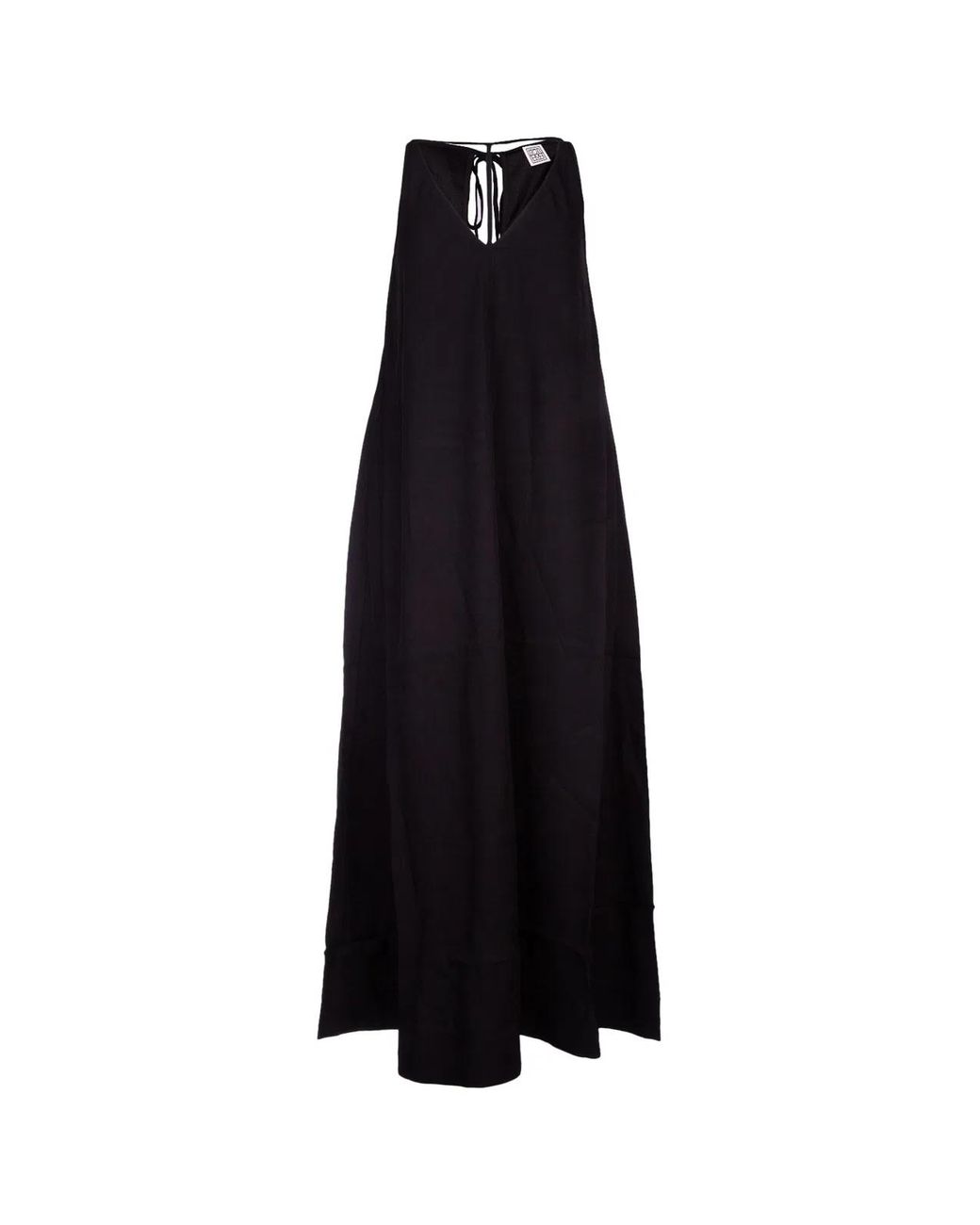 Totême Black T-Strap Crepe-Back Satin Dress