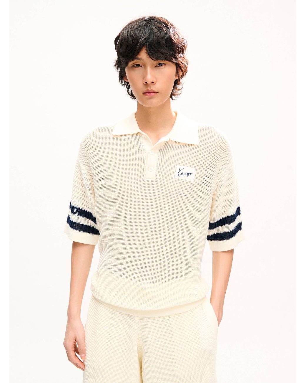 KENZO Natural Mesh Polo Shirt for men