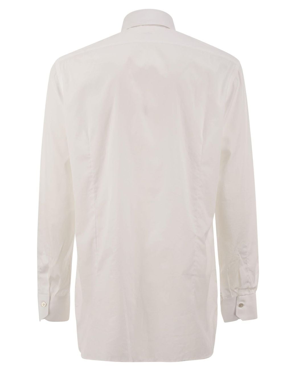 Kiton White Pure Cotton Shirt With Spread Collar for men