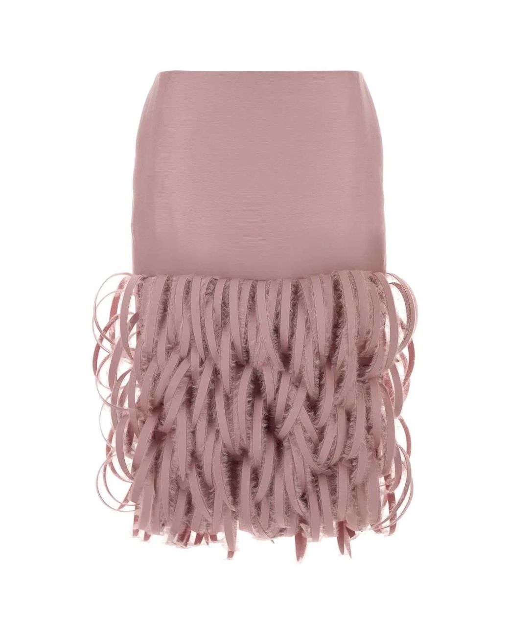 Balenciaga Pink Dusty Fluffy Feather Pencil Skirt