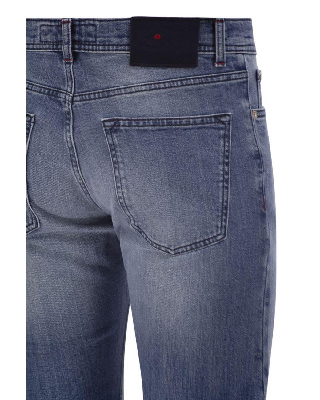 Kiton Blue Five-Pocket Stretch Denim Jeans for men