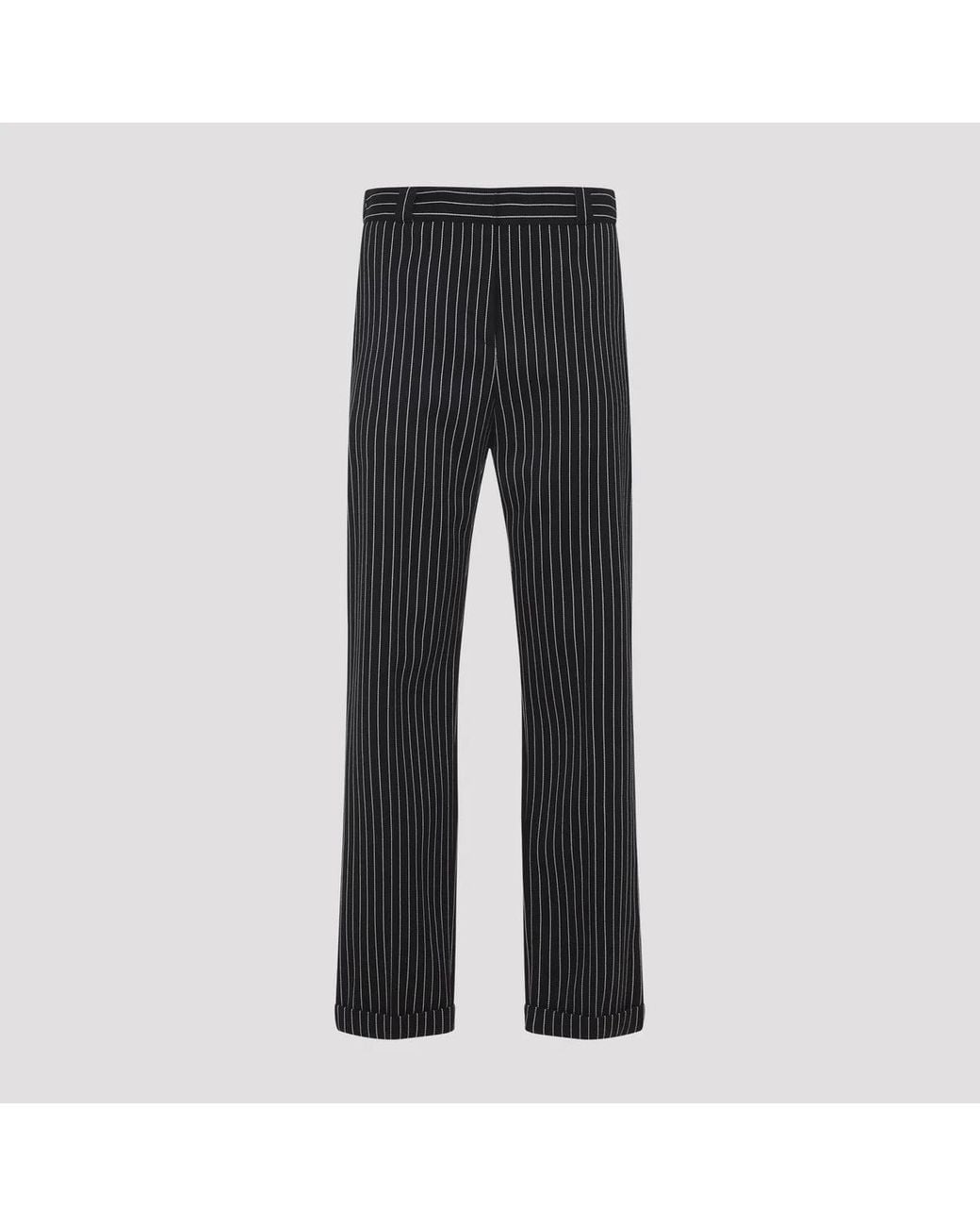 Tom Ford Black Virgin Wool Striped Wool Chino Pants