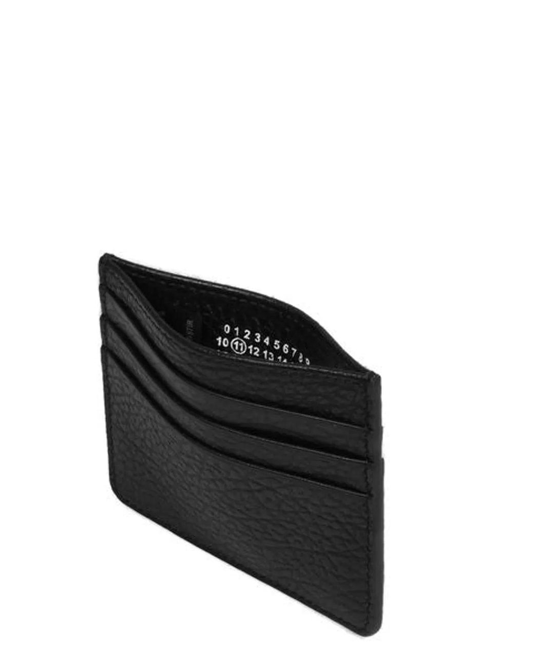 Maison Margiela Black Pebbled Effect Leather Cardholder for men