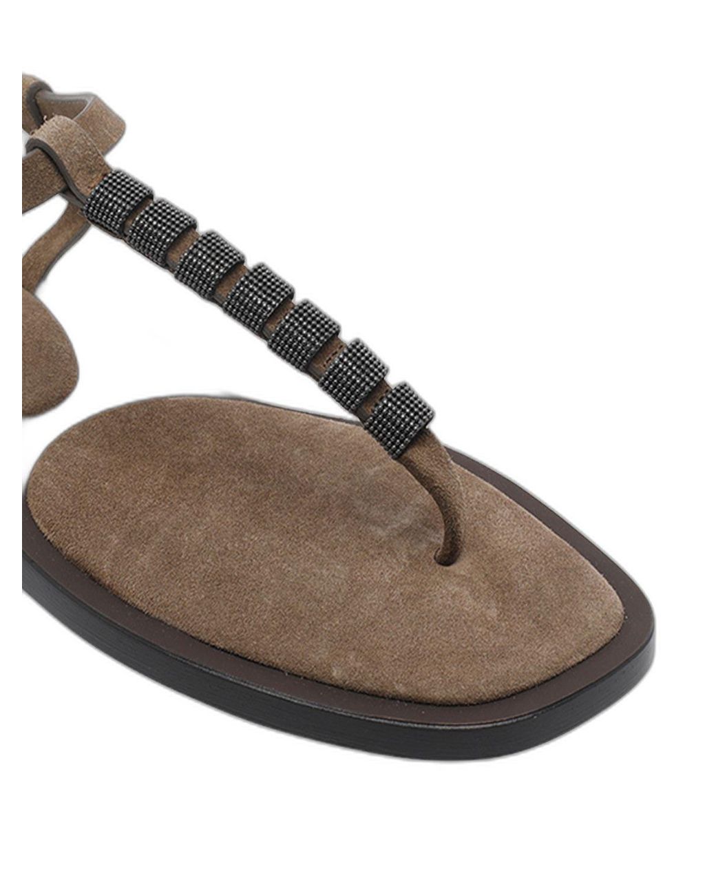 Brunello Cucinelli Brown Embellished Sandals