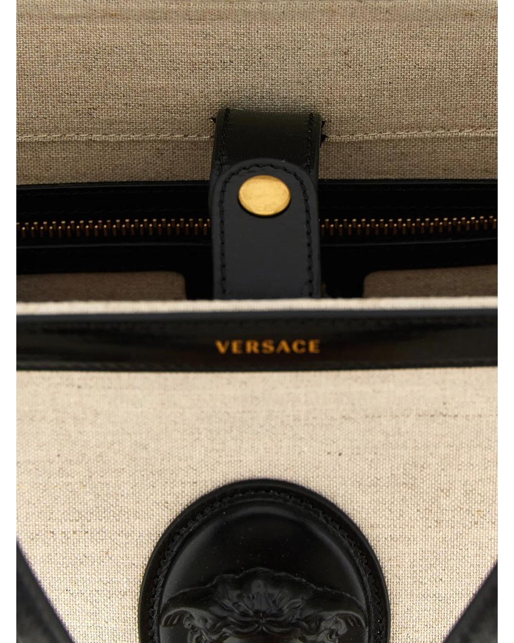 Versace Black Leather Tote Bag