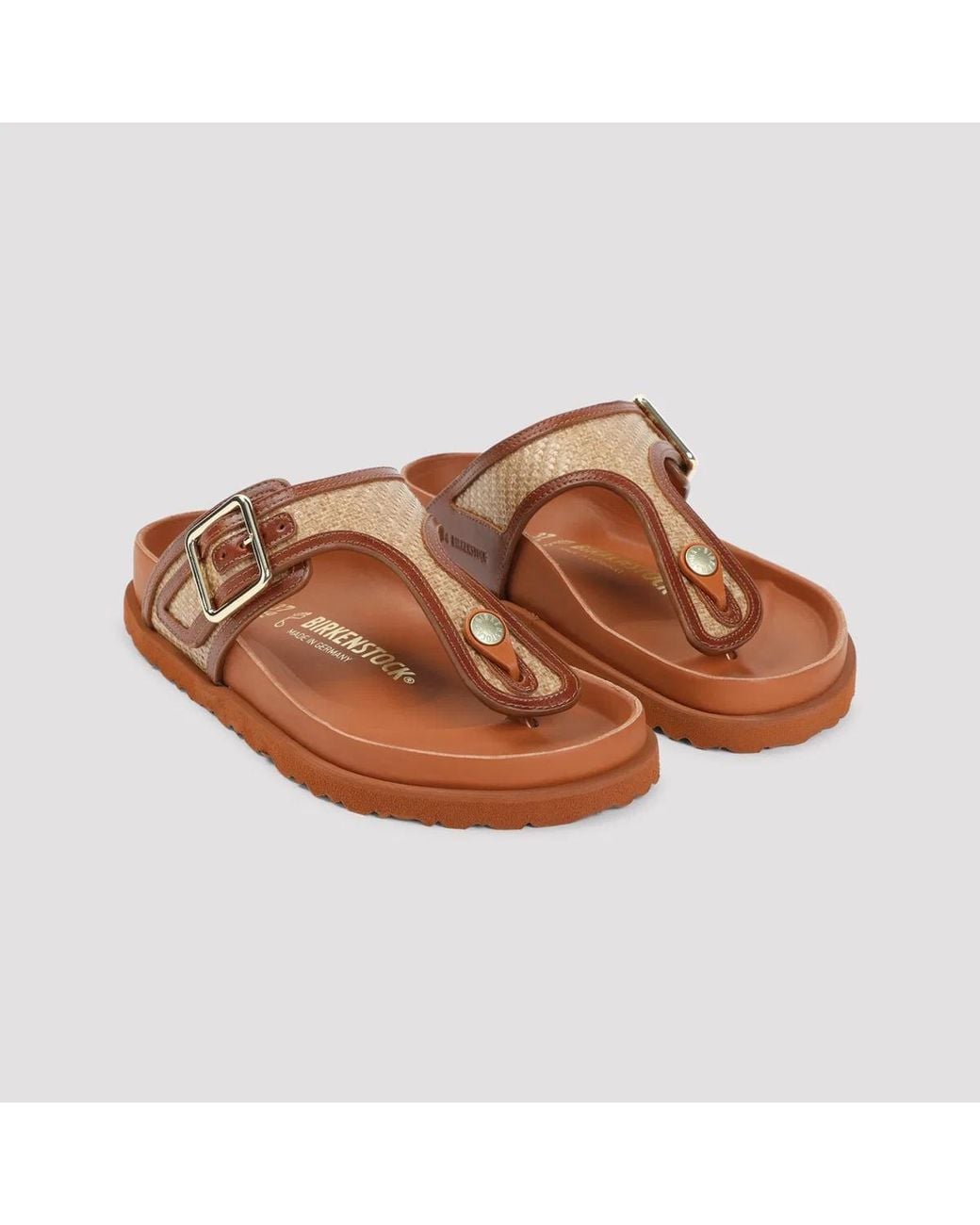 Birkenstock Brown Ginger Gizeh Frames Raffia Saldals