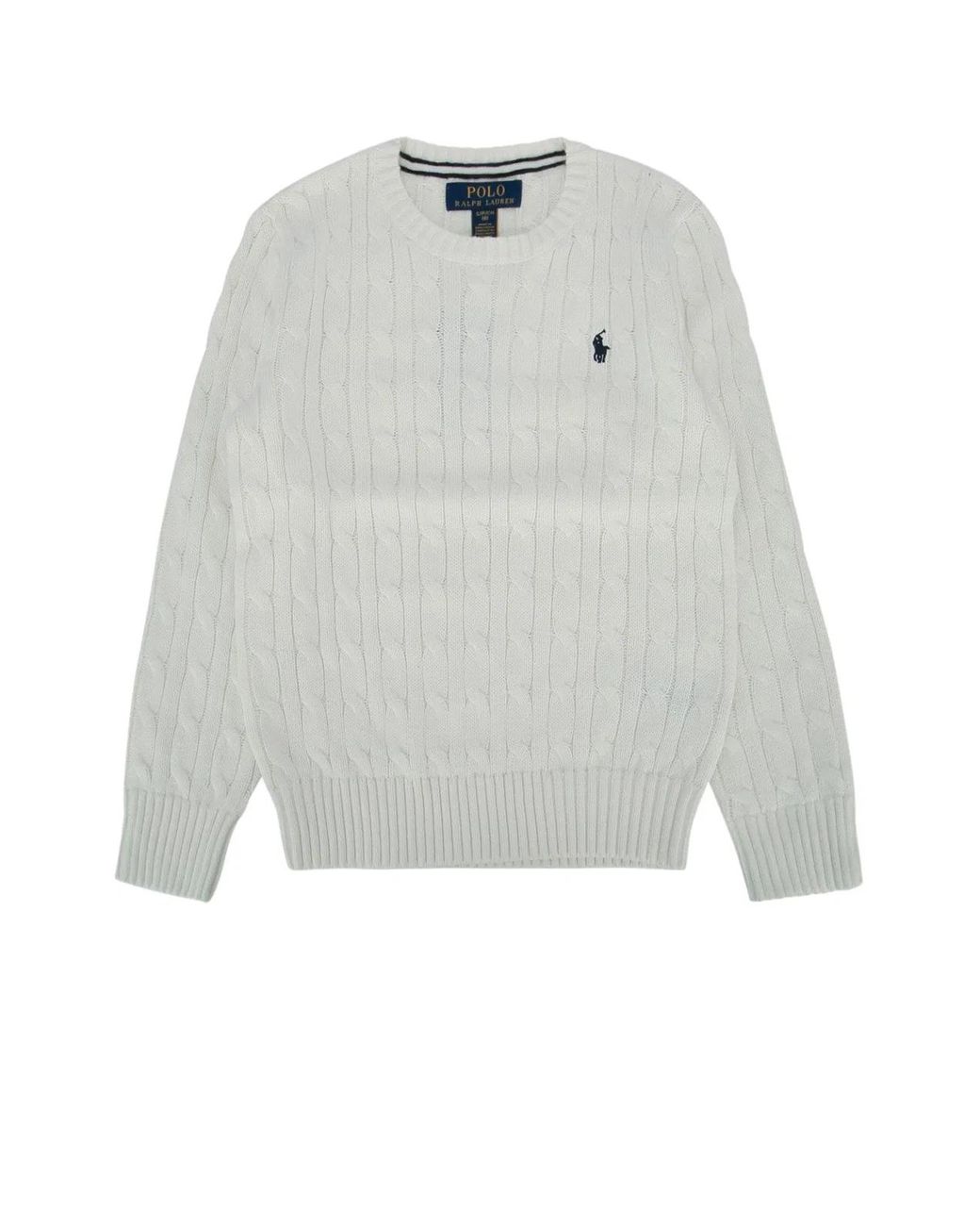 Polo Ralph Lauren White Jr Ls Cable Cn-Tops-Sweater