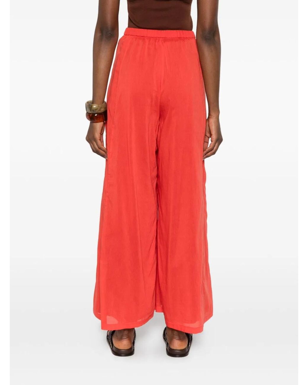 Forte_forte Red Voile Cotton And Silk Trousers