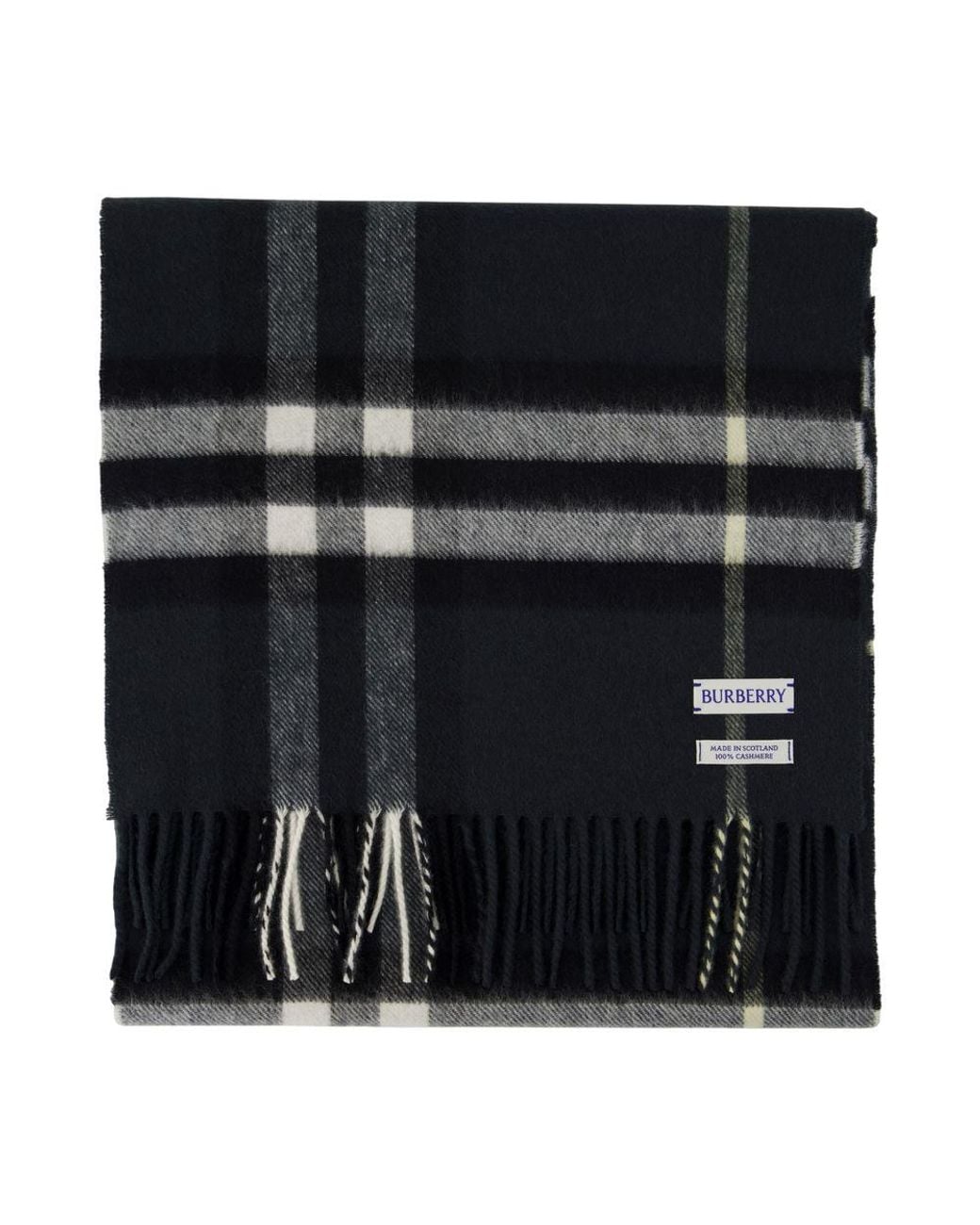 Burberry Black Cashmere Check Scarf for men
