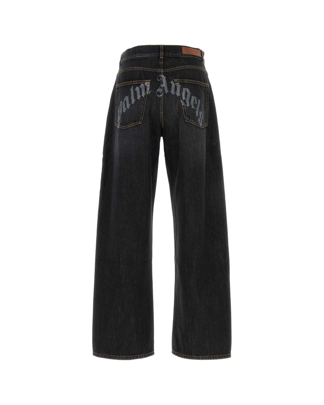 Palm Angels Black Curved Logo Loose 5 Pockets for men