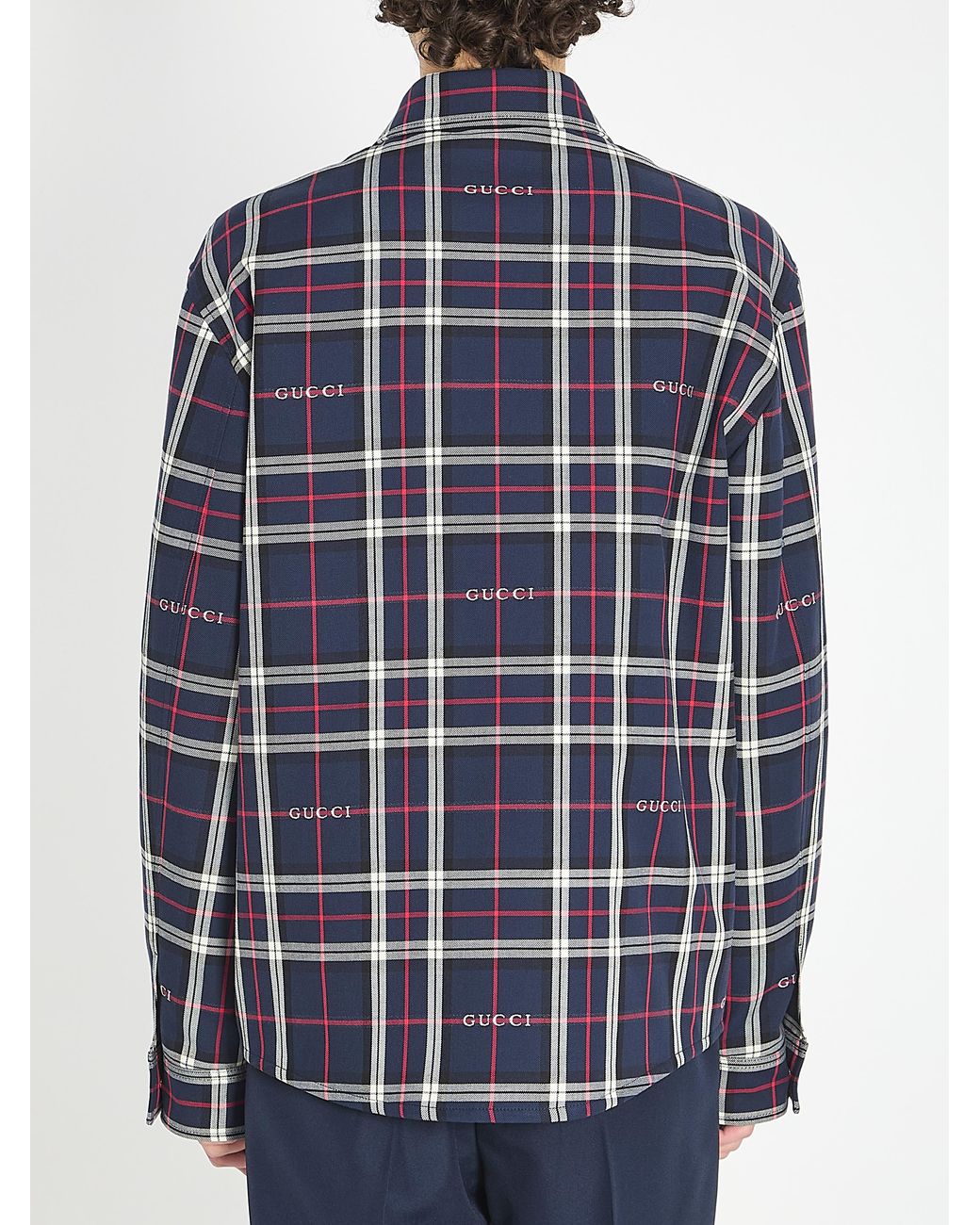 Gucci Blue Overshirt With Logo for men