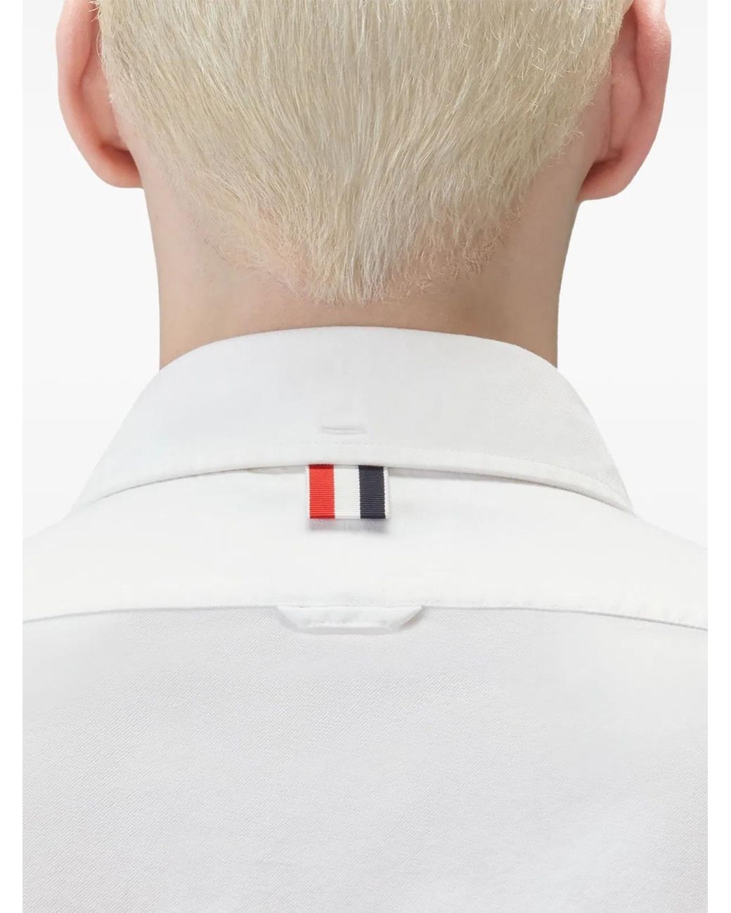 Thom Browne White Oxford Shirt With 4-Stripe Detail for men