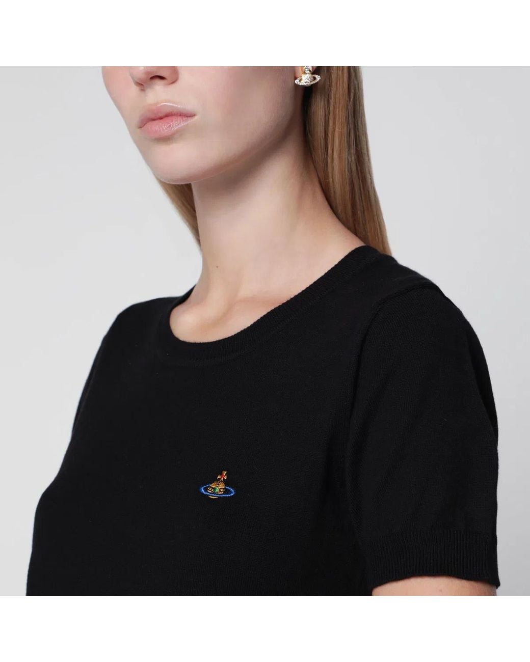 Vivienne Westwood Black Bea Knitted Cotton And Cashmere T-Shirt