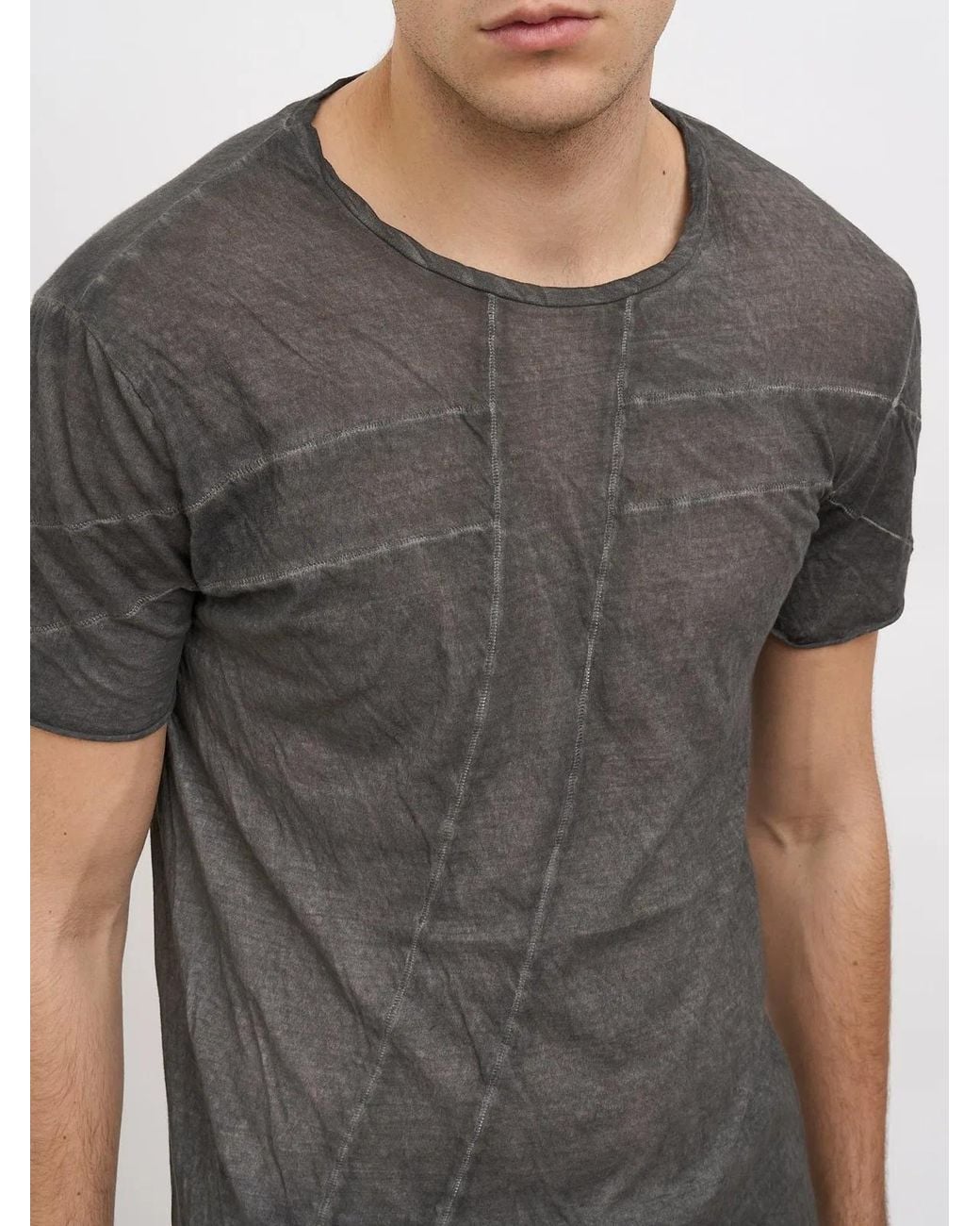 MD75 Gray Cotton Crew Neck T-Shirt for men
