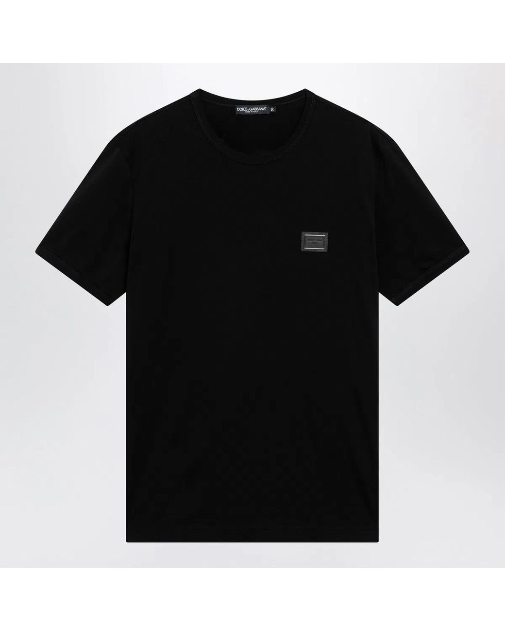 Dolce & Gabbana Black Dolce&Gabbana Cotton T-Shirt With Logo Plaque for men