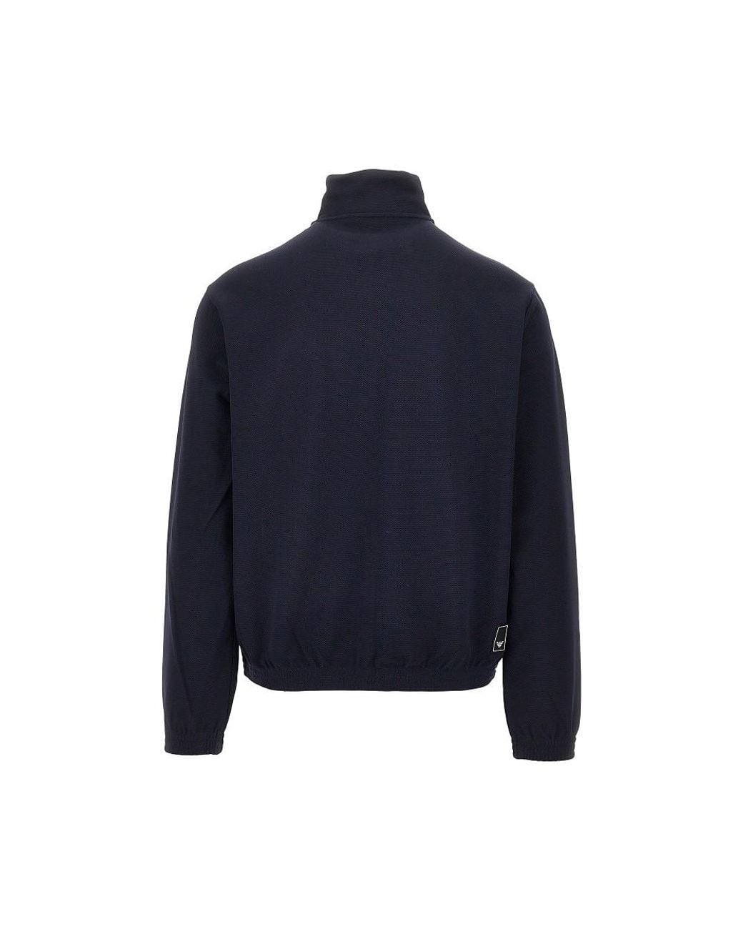 Emporio Armani Blue Piquet Jersey Full-Zip Sweatshirt for men