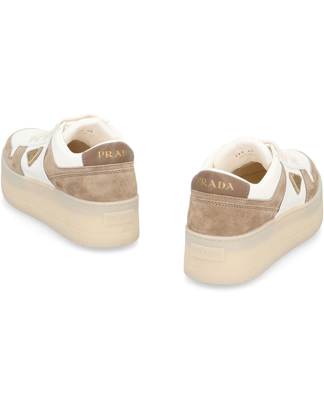Prada Multicolor Two-Tone Leather And Suede Downtown Bold Sneakers