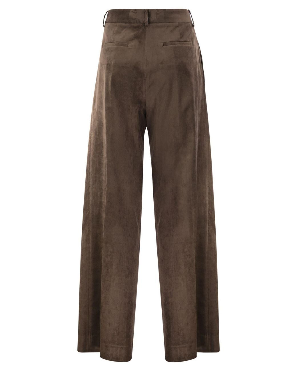 Antonelli Brown Wide-Leg Velvet Trousers