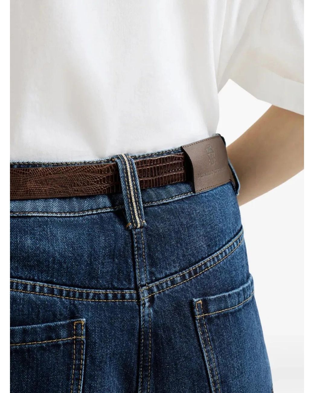 Brunello Cucinelli Blue Wide-Leg Cotton Denim Jeans