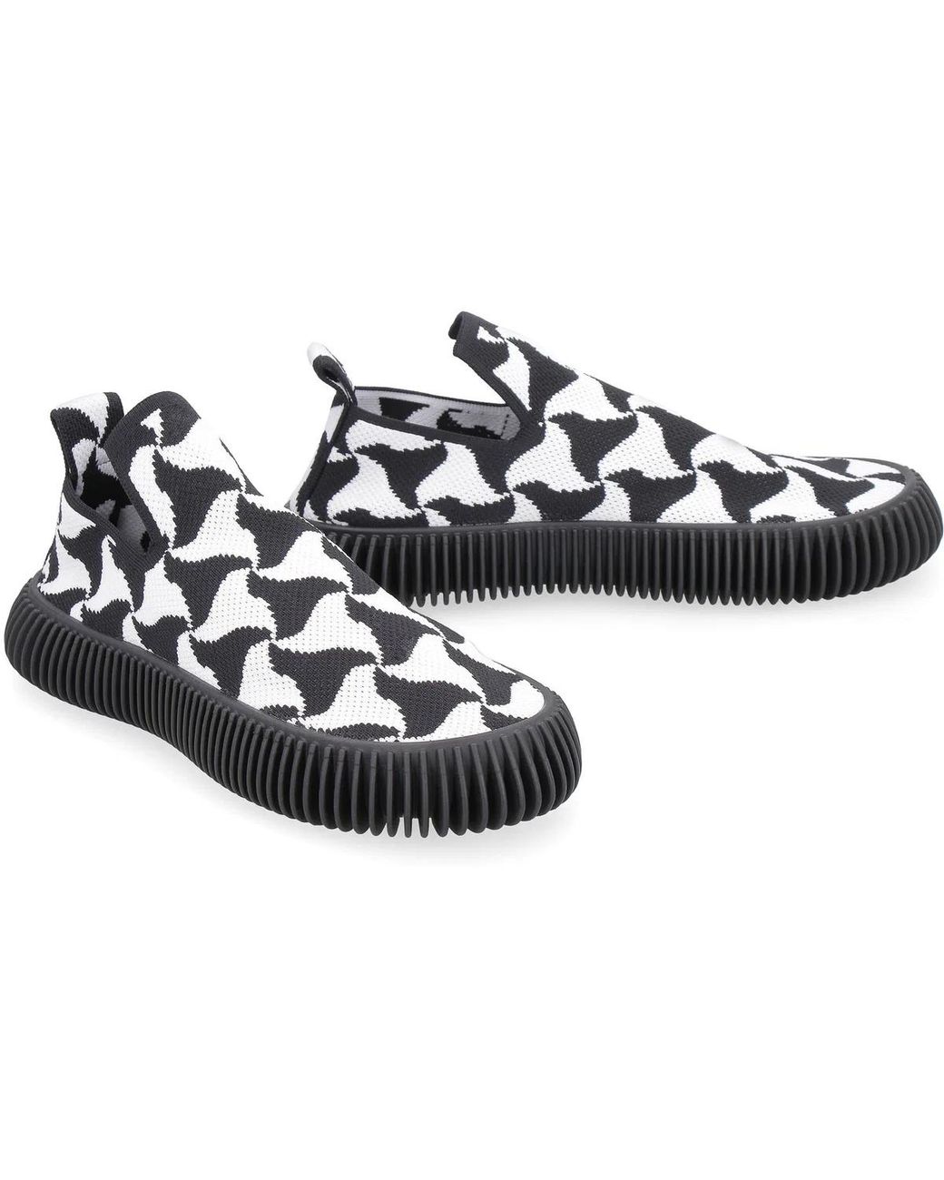 Bottega Veneta White Wavy Triangle Slip-On Sneakers Elastane Trainers