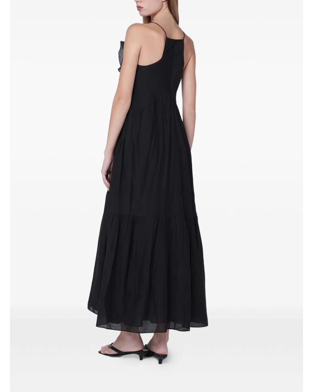 Isabel Marant Black Ruffled V Neck Dress