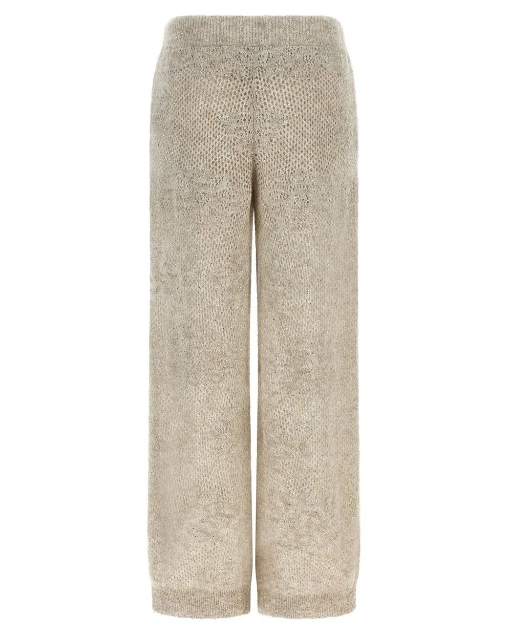 Brunello Cucinelli Natural 'Dazzling Abstact Leaf' Pants