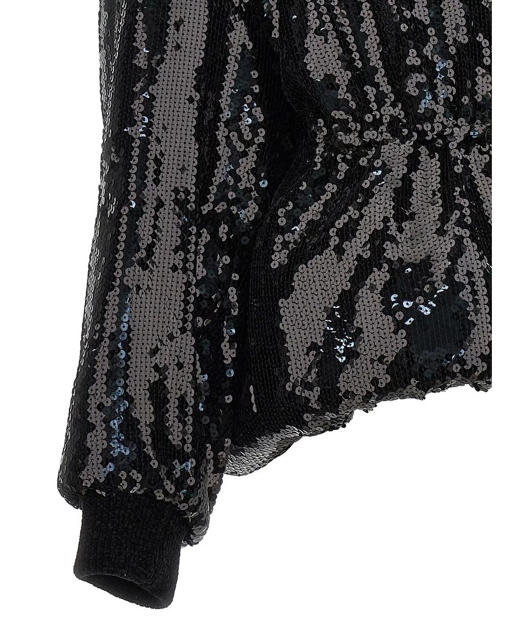 Alexandre Vauthier Black Sequin Bomber Jacket