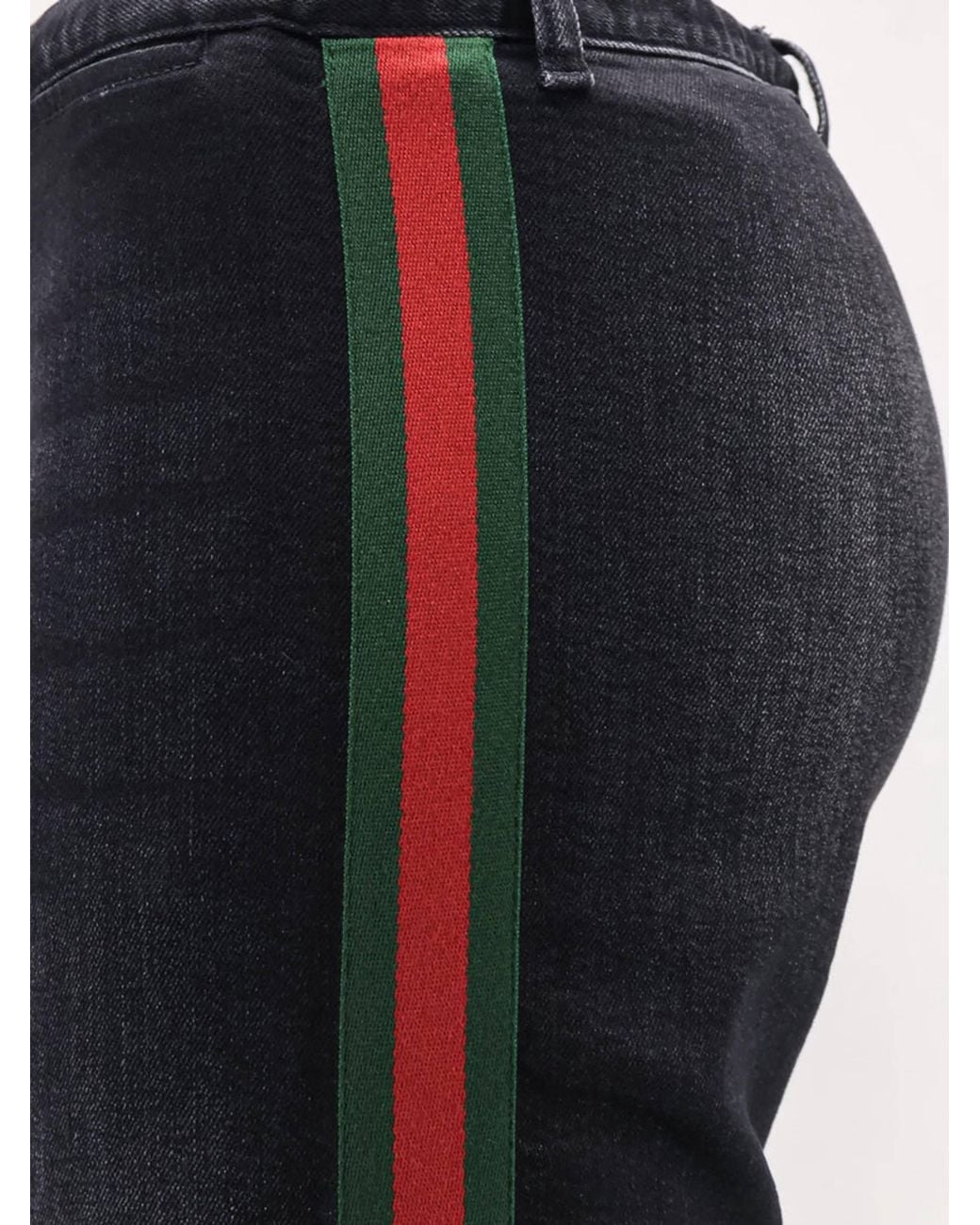 Gucci Black Web-Stripe Jeans